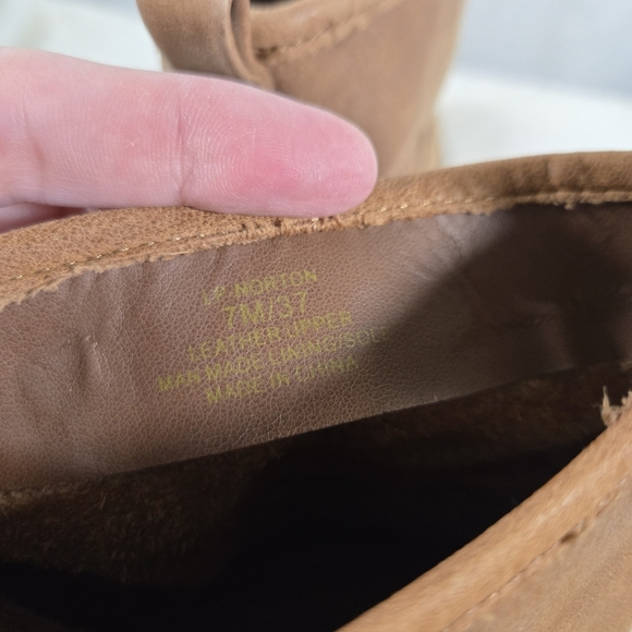 Lucky Brand Norton Leather Buckle Ankle Bootie Brown Pull On Size 7 - Picture 5 of 8